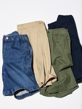 Uniqlo Kids Denim Easy Shorts Size 13 160cm Blue Adjustable Waist